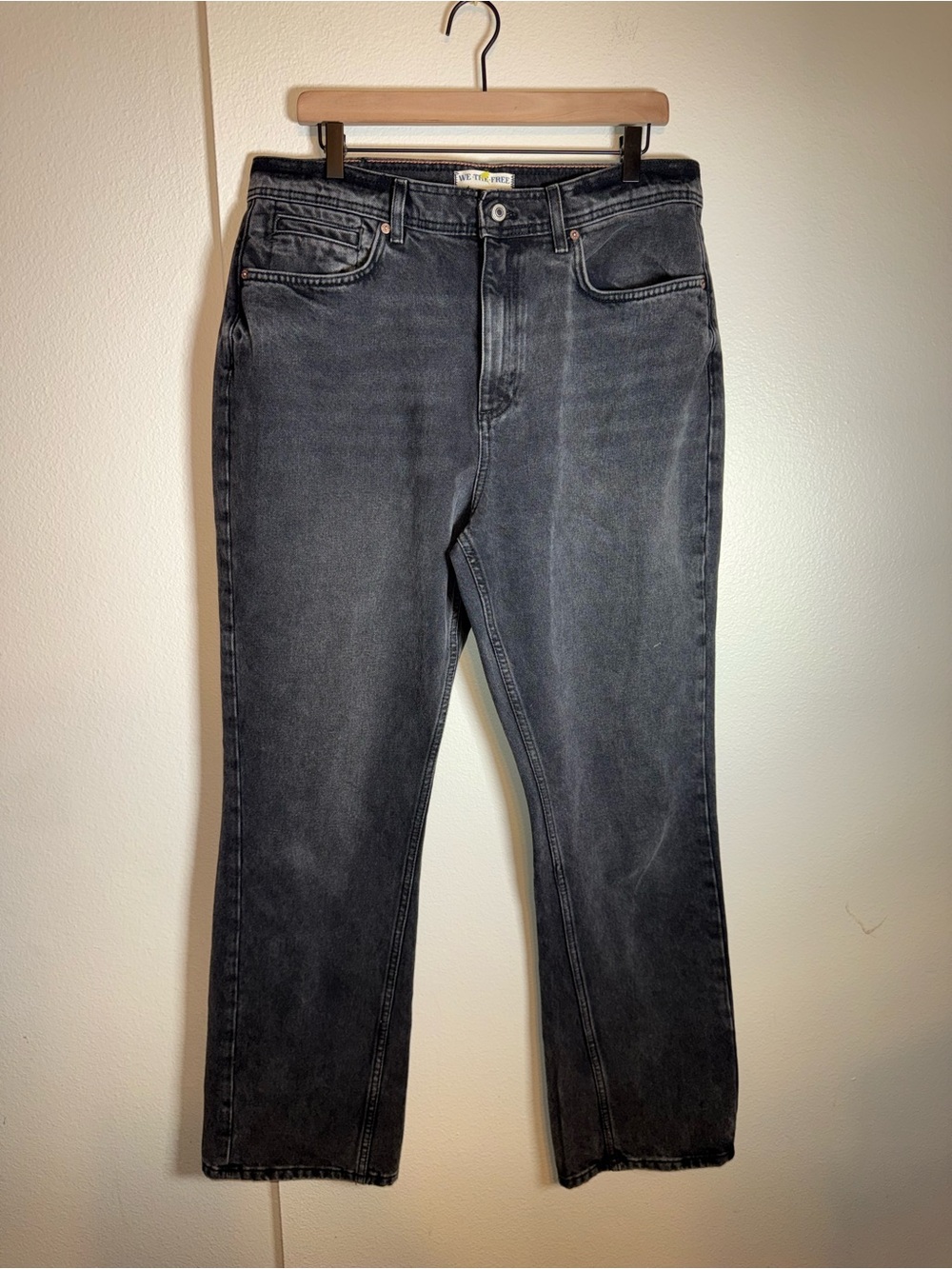FREE PEOPLE WE THE FREE Xena Slim Straight Jeans in Washed Black 32